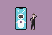 人工智能聊天机器人错误，技术故障和错误，虚拟助理概念