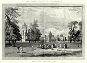 19世纪90年代,维多利亚体育史,拉格比学校前,男孩们正在玩橄榄球 19世纪90年代,维多利亚体育史,拉格比学校前,男孩们正在玩橄榄球