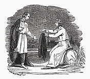 亚希雅对耶罗波安的应许(列王纪上11章)，木刻，1835年出版