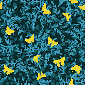 树枝和蝴蝶无缝图案