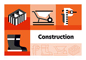 施工线图标集和横幅设计。 施工线图标集和横幅设计。