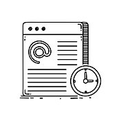 网站正常运行时间线图标,草图设计,像素完美,可编辑笔画。标志、标志、符号。网页设计与开发。 网站正常运行时间线图标,草图设计,像素完美,可编辑笔画。标志、标志、符号。网页设计与开发。