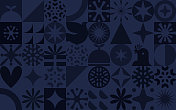 无缝深蓝色复古圣诞壁纸设计