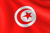 突尼斯国旗。突尼斯国旗。矢量标志背景。股票插图