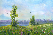 夏日乡村风景,印象派 夏日乡村风景,印象派