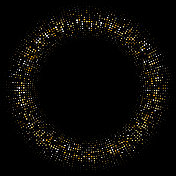 金色放射状框架圈由小闪光金属点制成