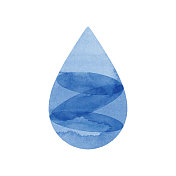 水彩蓝色水滴标志