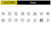 病毒线图标矢量集 病毒线图标矢量集