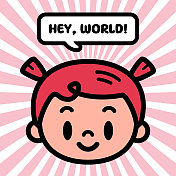 可爱的角色设计,一个微笑的女孩带着两条辫子 可爱的角色设计,一个微笑的女孩带着两条辫子