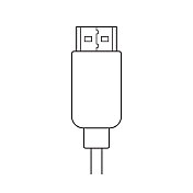 HDMI电缆连接器-矢量图标。画插图。白底隔离