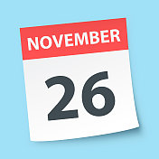 11月26日-蓝色背景的每日日历