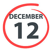 12月12日――白底上用红色圈出的日期