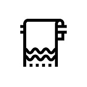 毛巾线图标，设计，像素完美，可编辑笔触。标志、标志、符号。清洁产品。