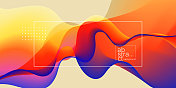 三维抽象波浪背景与现代渐变的颜色。运动声波。