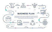 商业计划网页横幅设计与线图标