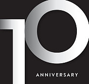 10周年纪念广场标签几何字体设计在银