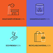 回收相关的矢量线图标。轮廓符号集合 回收相关的矢量线图标。轮廓符号集合