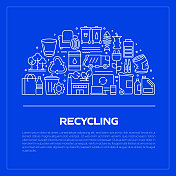 回收相关的线条风格的横幅设计网页，标题，小册子，年度报告和书籍封面