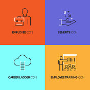 招聘相关的矢量线图标。轮廓符号集合 招聘相关的矢量线图标。轮廓符号集合