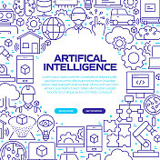 人工智能网页横幅与线性图标,新潮的线性风格向量 人工智能网页横幅与线性图标,新潮的线性风格向量