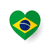 巴西心形旗。向量
