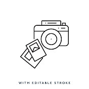 相机线路图标。可编辑的中风 相机线路图标。可编辑的中风