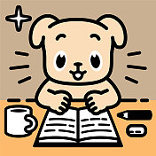 一只拉布拉多猎犬正坐在书桌前看书