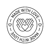 制作与爱的概念徽章设计。采购产品手工,有机,工艺,产品。 制作与爱的概念徽章设计。采购产品手工,有机,工艺,产品。