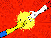 矢量复古波普艺术超级英雄帮助股票插图 矢量复古波普艺术超级英雄帮助股票插图