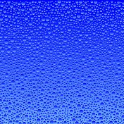 蓝色的水滴巧妙地点缀着蓝色的窗户玻璃表面，创造了一个宁静而又动态的视觉画面。