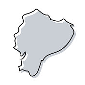 厄瓜多尔地图手绘在白色背景-时尚的设计