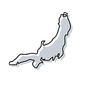 本州地图手绘白色背景-时尚的设计
