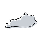 肯塔基州地图手绘在白色背景-时尚的设计