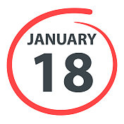 1月18日――白底上用红色圈出的日期