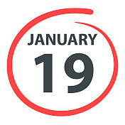 1月19日――白底上用红色圈出的日期