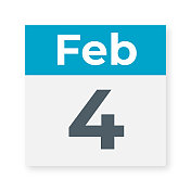 2月4日――日历页。矢量图