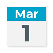 3月1日-日历页。矢量图