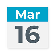 3月16日――日历页。矢量图
