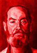 插图油画肖像老人与一个红色的胡子