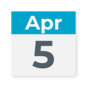 4月5日――日历页。矢量图
