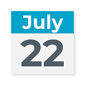 7月22日――日历页。矢量图