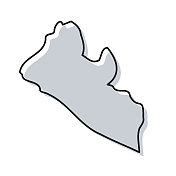 利比里亚地图手绘在白色背景-时尚的设计