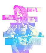 一个充满积极情绪的快乐女人的合成图像 一个充满积极情绪的快乐女人的合成图像