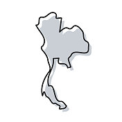泰国地图手绘在白色背景-时尚的设计