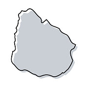 乌拉圭地图手绘在白色背景-时髦的设计