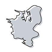 新西兰地图手绘在白色背景-时尚的设计