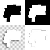 安大略省，纽约州。设计地图。空白，白色和黑色背景