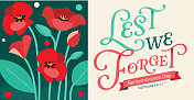 纪念日网页横幅海报设计与红色罂粟花和优雅，以免我们忘记排版文字设计