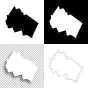 梅里马克县，新罕布什尔州。设计地图。空白，白色和黑色背景
