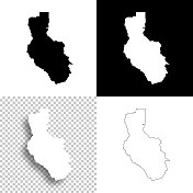 加州莱克县。设计地图。空白，白色和黑色背景